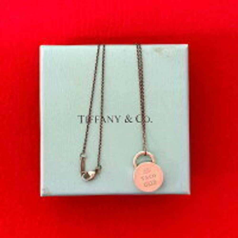 TIFFANY Co Round Lock Sterling Silver Necklace Pendant Choker Accessory